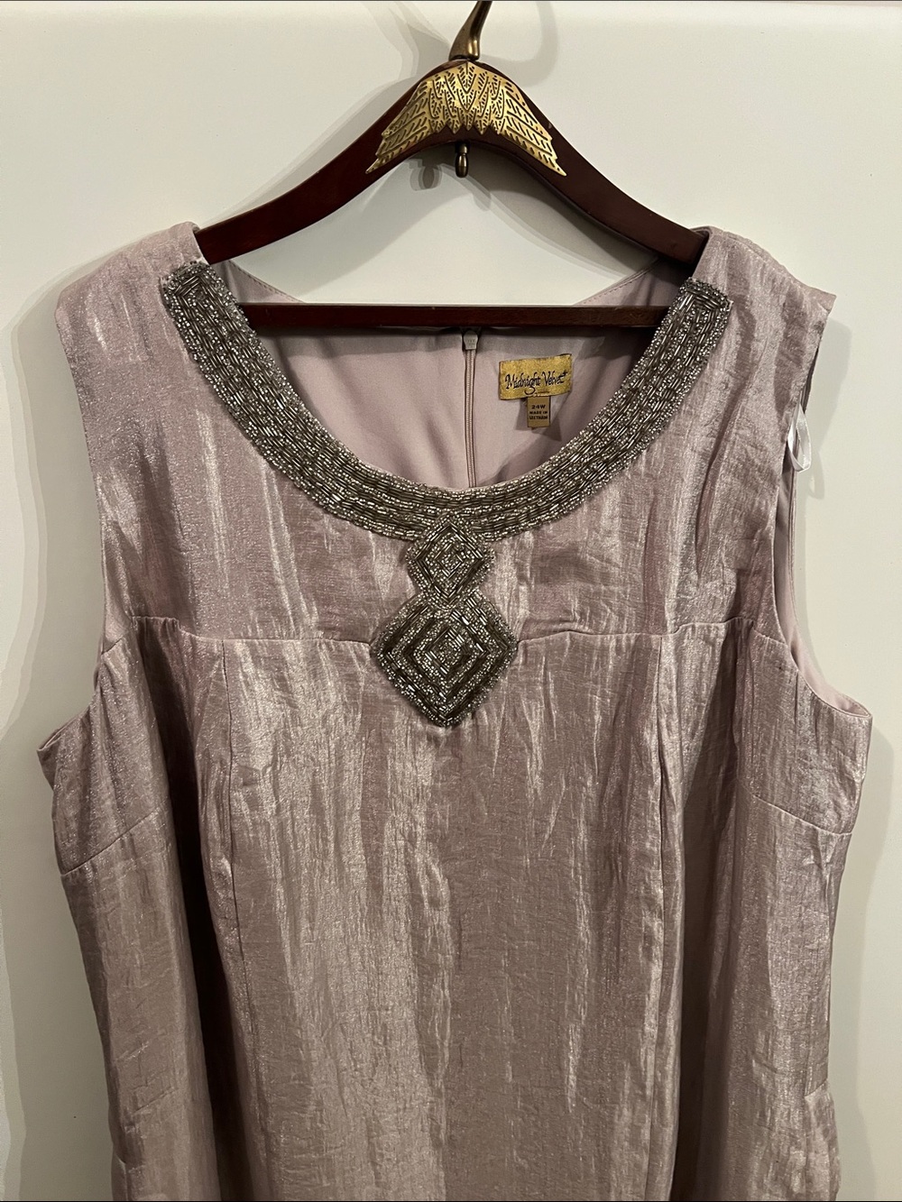 Midnight Velvet Gold Beaded Scoop Neck Sleeveless Tunic